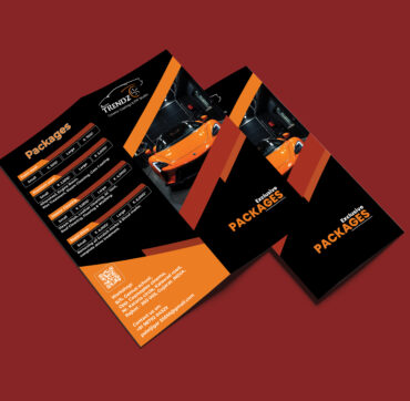 Auto Trendz flyer designed by Trezine Studios LLP, featuring premium branding for ceramic coating, PPF protection, and luxury car detailing.