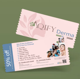 Branding design for AQIFY Derma by Trezine Studios LLP, a Rajkot-based agency known for premium creative work. Featuring minimalist yet impactful visuals for dermatology and skincare branding.